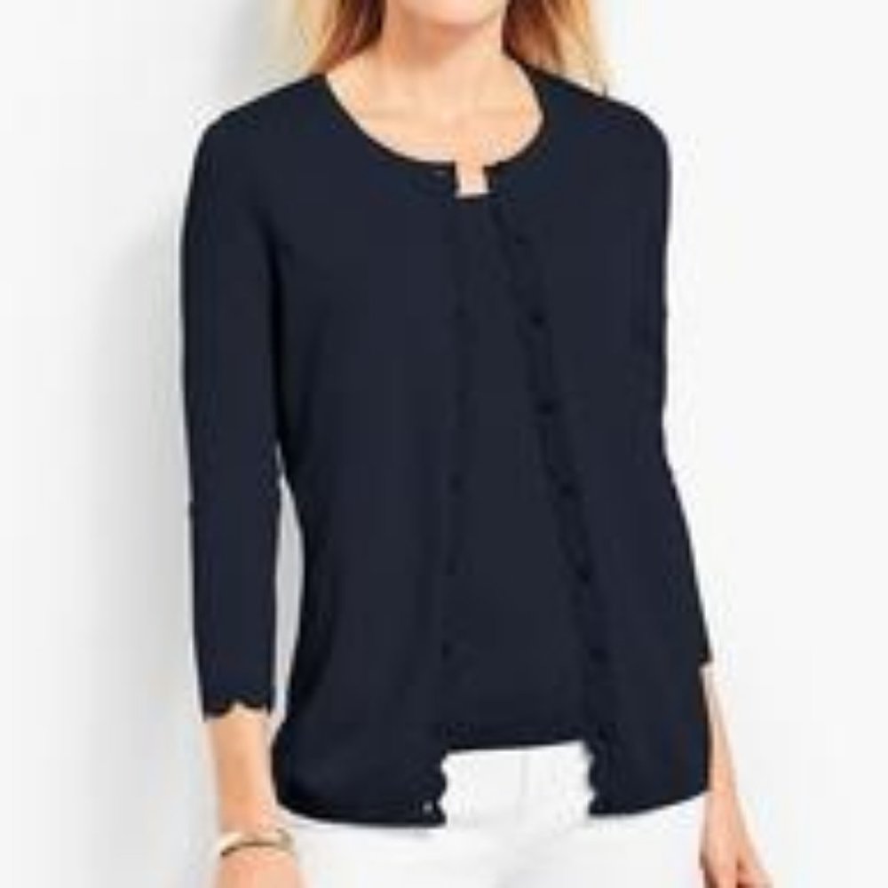Petite Talbots Scalloped Edge Charming Cardigan